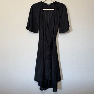 Lulus Black Polka Dotted Wrap Dress - XS